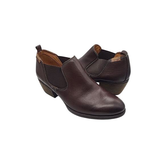 Pikolinos Baqueria Ankle Boots EU 38 US 7.5-8 Brown Leather High Heel Slip On - Picture 1 of 12